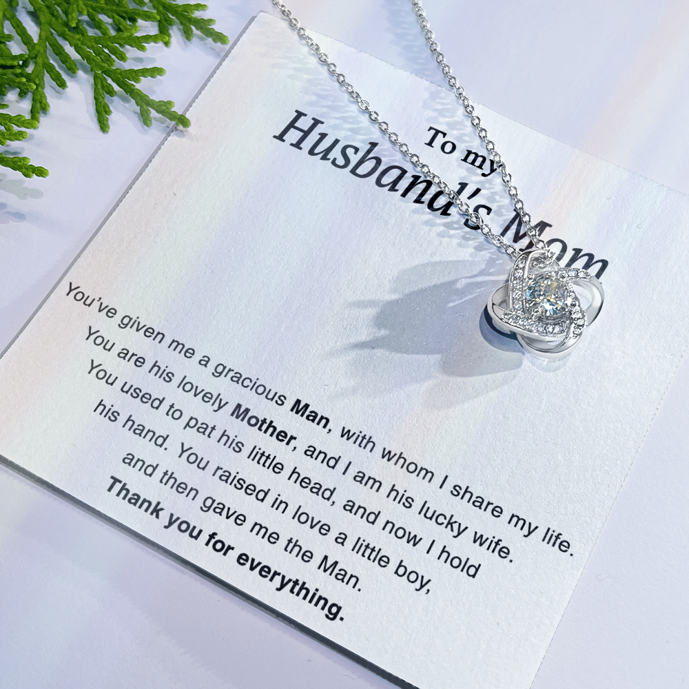 To My Husband's Mom Necklace For Her Thank You Mom Jewelry Gift Knot Mothers Day