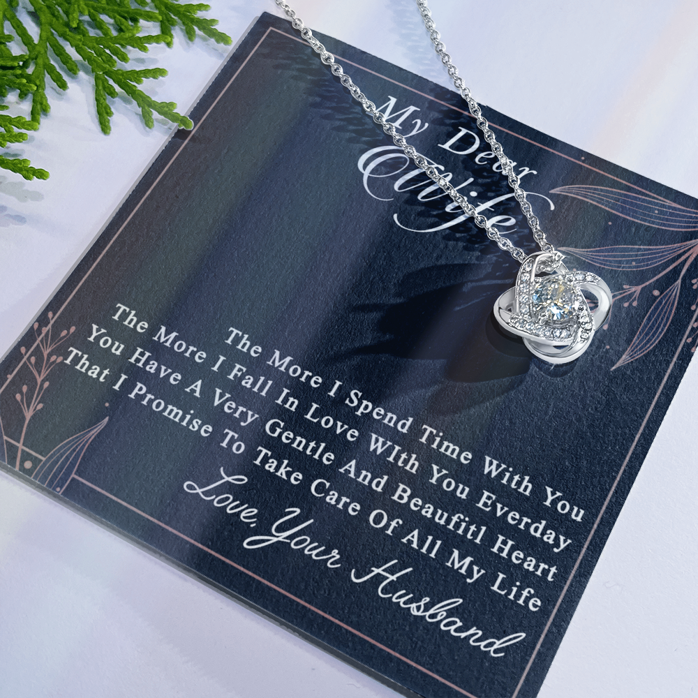 Dear Wife Necklace From Husband, Love, Your Husband Necklace Gift For Wife, Soulmate Gift Necklace, To My Wife Love Knot Necklace, Jewelry Gift For Women Girlfriend Gift Necklace, Dear Wife Pendant