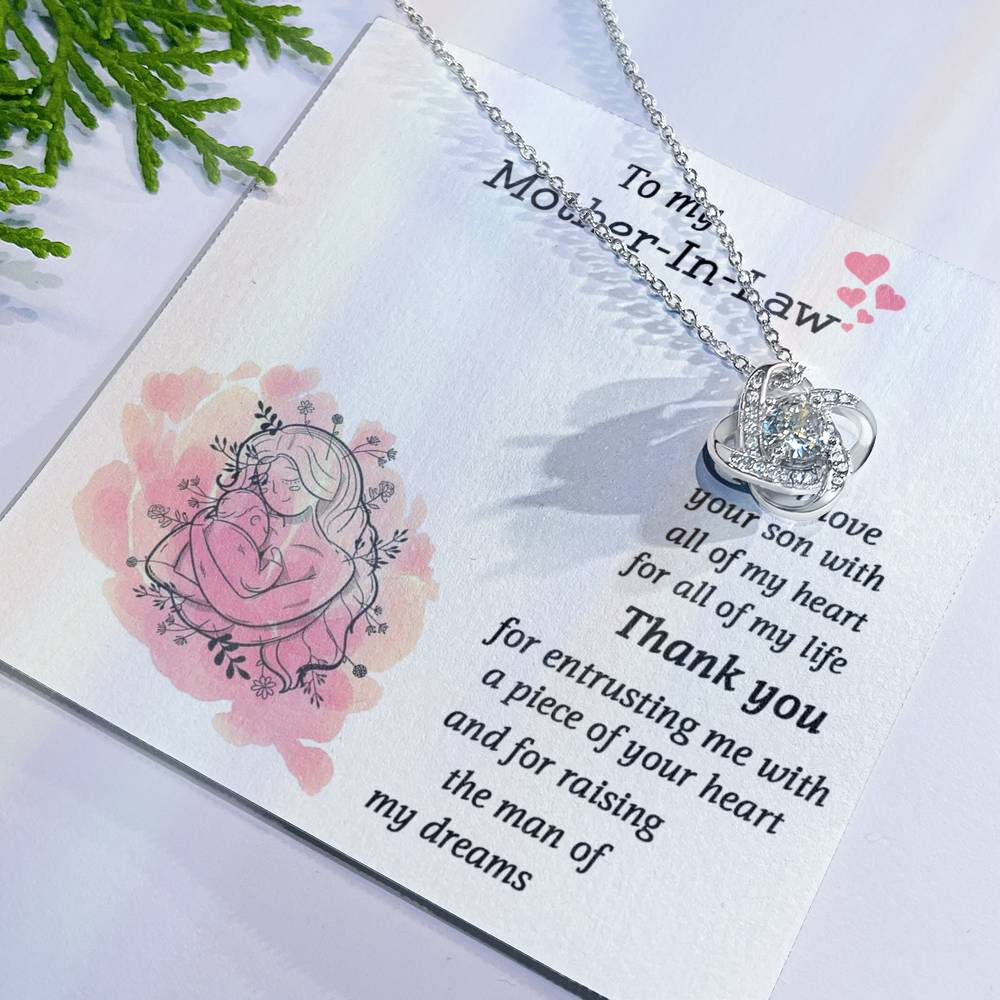 To My Mother-In-Law I Will Love Your Son With All My Hear Love Knot Necklace 6323