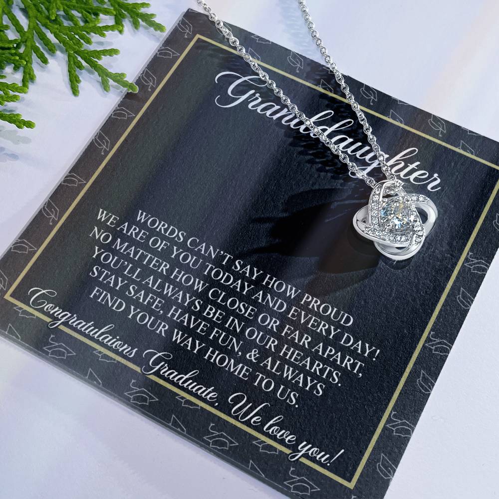 Congratulations Necklace Gift for Granddaughter, Class of 2024 Senior Necklace Gift For Her, Congrats Graduation Pendants Gift For Granddaughter On Phd Graduation Gifts High School Gift Graduating Love Knot Necklace 6323