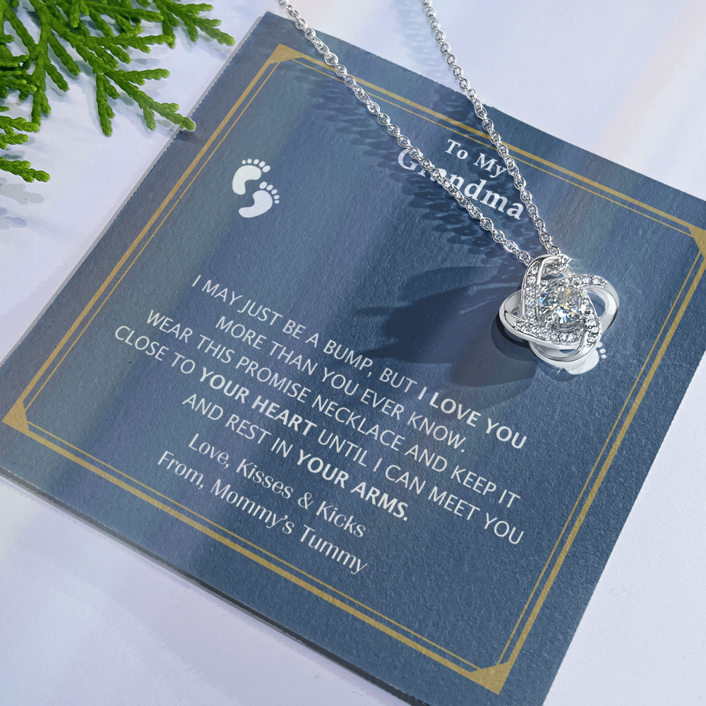Grandma Gift Necklace From Mommy's Tummy - To My Grandma Love Knot Necklace From Granddaughter, Grandmother Grandma Necklace from Grandchildren Granddaughter - Jewelry Gift for Women, Grandma Gift