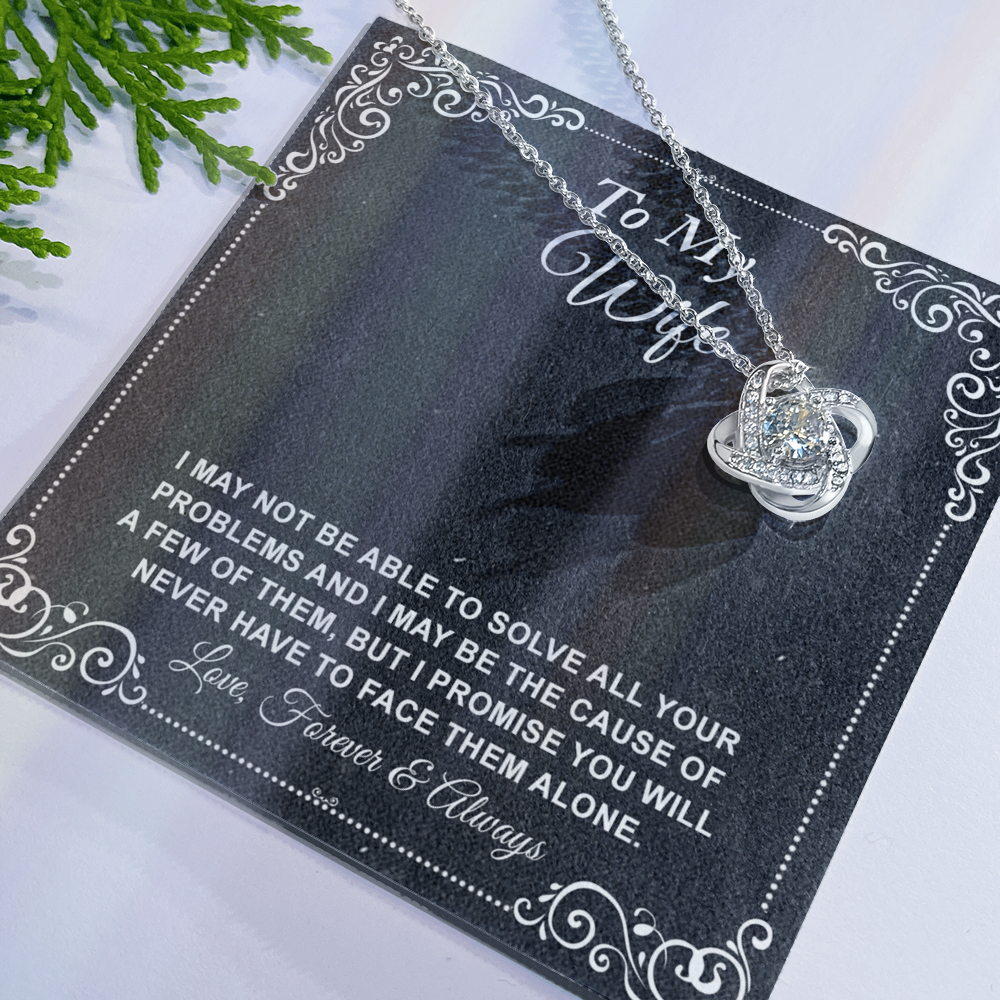 To My Wife Necklace From Husband, Love Knot Necklace Gift For Wife Husband To Wife Knot Pendant For Wife Jewelry Gift For Women, Wife Gift Necklace Soulmate Gift Pendant Forever And Always Necklace