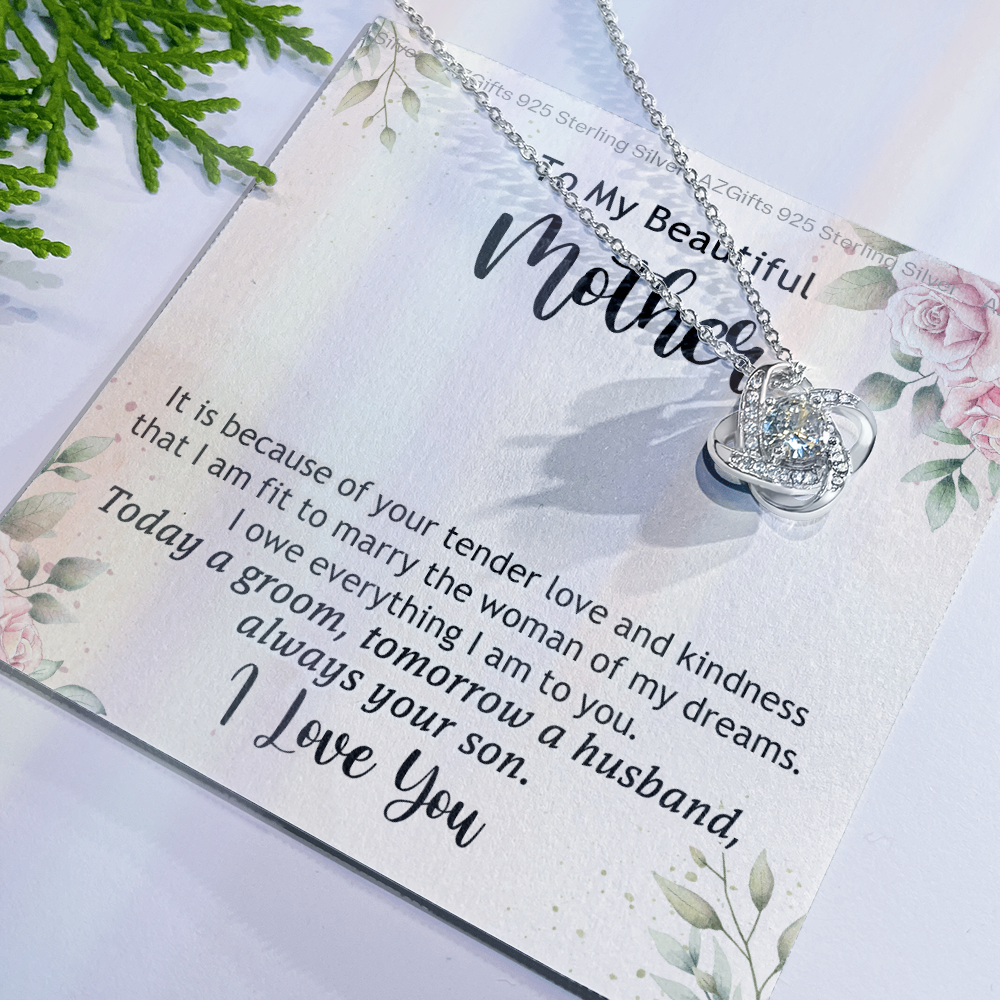 To My Beautiful Mother Necklace From Son, The Love Knot Necklace Gift For Mom, Mother, Bonus Mom Gift Necklace, Beautiful Mom Gift Necklace For Her, Mother's Day Necklace Jewelry For Mother, Moms