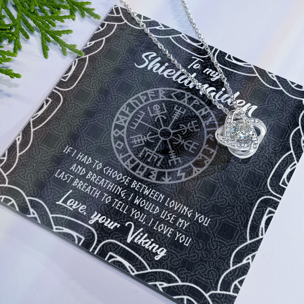 Shieldmaiden Necklace From Your Viking, The Love Knot Necklace To My Shieldmaiden Gift Love Your Viking Necklace, Wife Gift Pendant, Anniversary Birthday For Girlfriend, Wife Jewelry Gift For Women