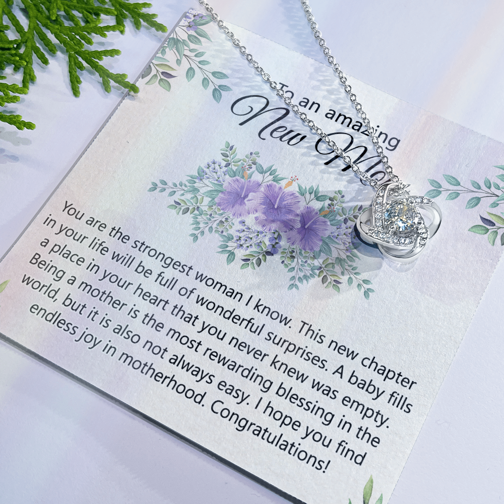 To An Amazing New Mom Necklace From Daughter, Mother's Day Necklace, First Mother's Day Jewelry Gift For Mom To Daughter Gift Mother's Day Love Knot Necklace Gift for Mom, New Mom Jewelry for Mom