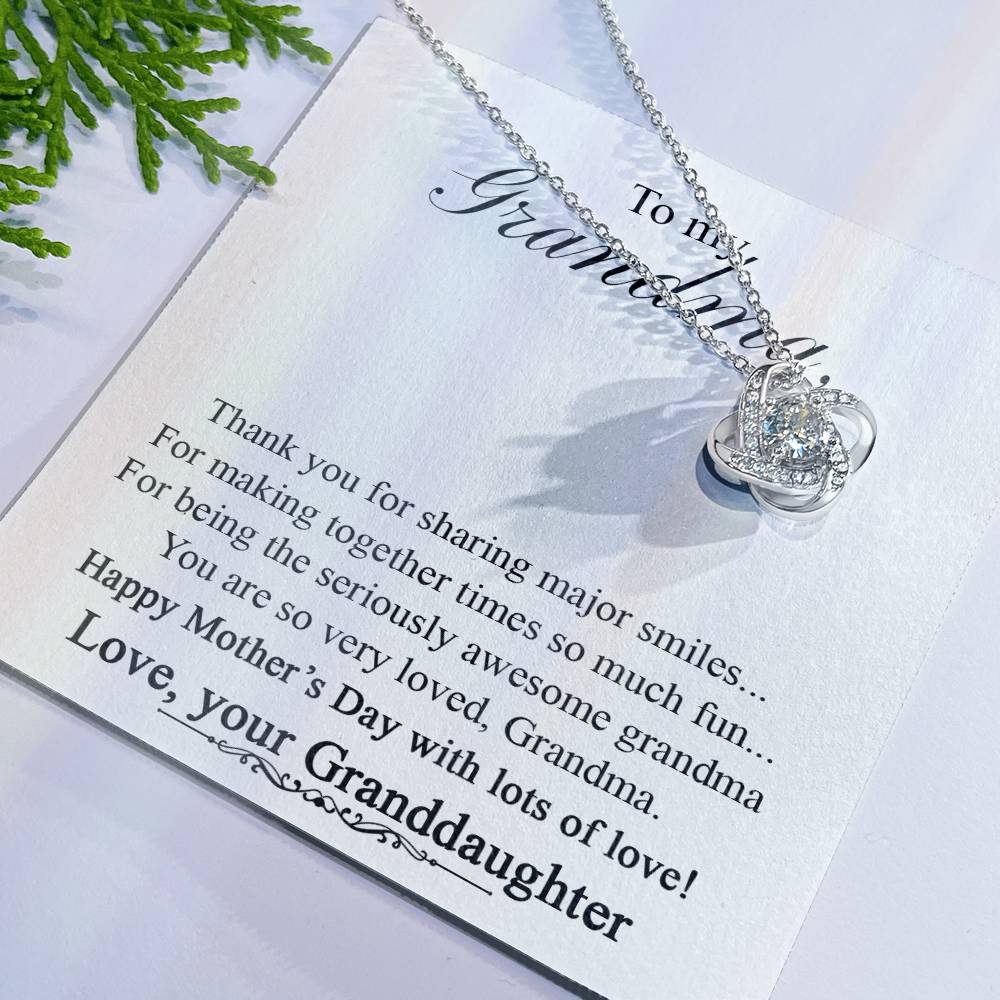 Grandma Gift Necklace From Granddaughter - To My Grandma Love Knot Necklace From Granddaughter, Grandmother Grandma Necklace from Grandchildren Granddaughter - Jewelry Gift for Nana Mimi Gigi Grammy