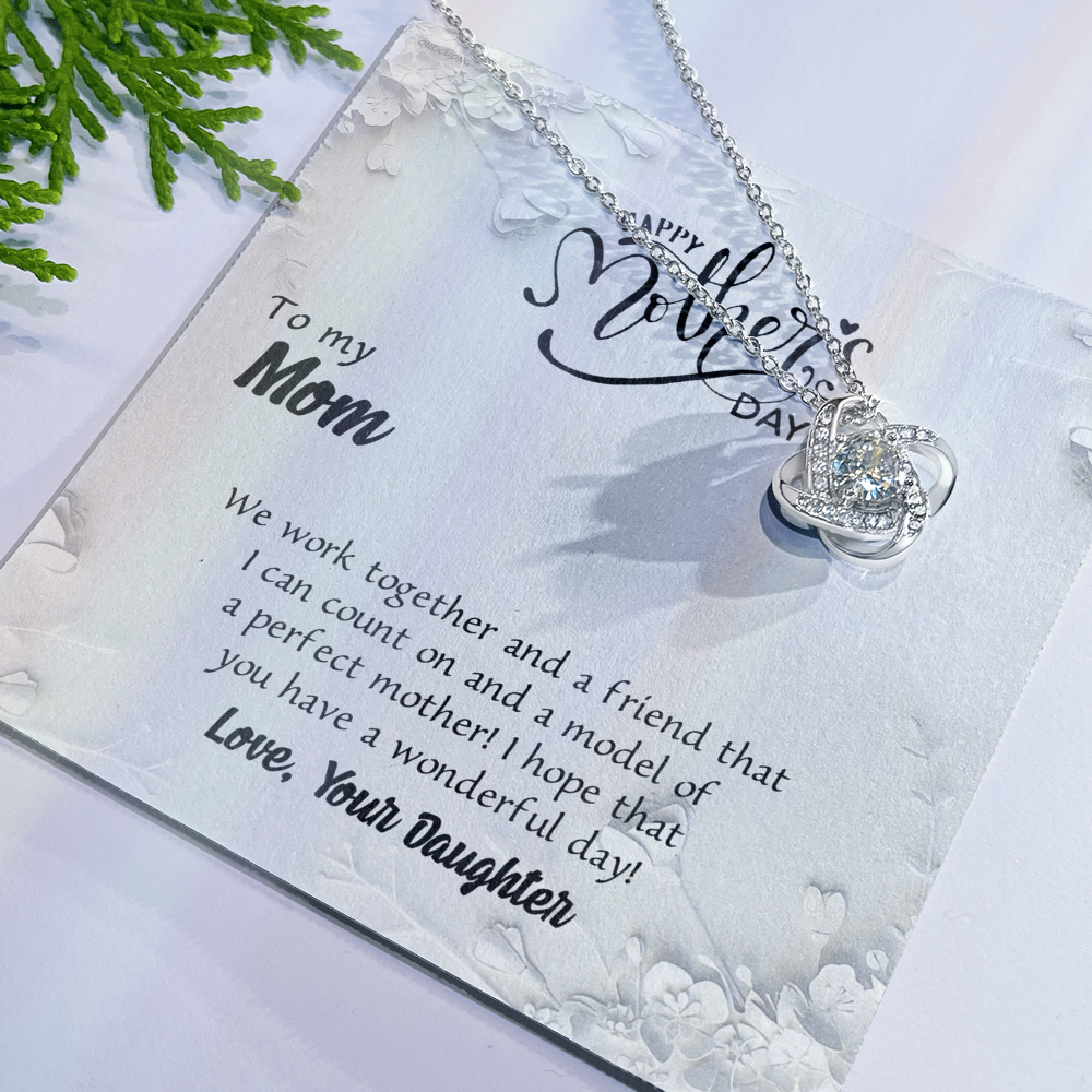 Happy Mother's Day Necklace, To My Mom Love Knot Necklace Gift From Daughter, Mom Your Daughter Necklace, Daughter And Mother Love Knot Pendant Gift For Mom Gift Necklace, Jewelry Gift For Women