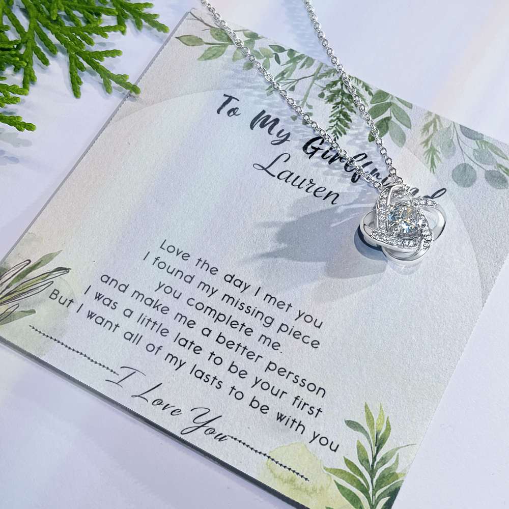 To My Girlfriend Necklace From Boyfriend, Husband, Beautiful Girlfriend Gift Necklace - Jewelry Gift For Girls, Love The Day Love Knot Pendant Gift For Girlfriend, Soulmate Personalize Necklace