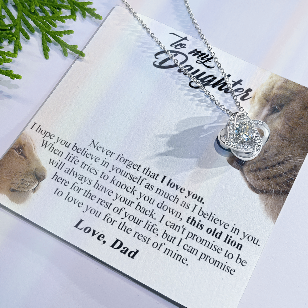 Daughter and Bonus Daughter Gift Necklace, To My Daughters Necklace Love Knot Jewelry Gift From Dad Step Dad Mom Step Mom For Birthday, Graduation Gift, Thanksgiving and Christmas For Daughter