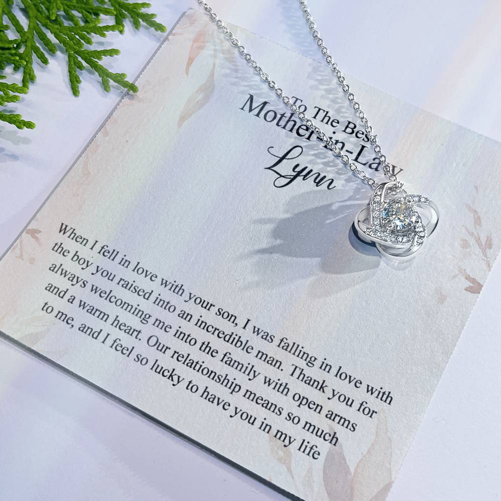 Mother In Law Gift Necklace, To The Best Mother In Law Necklace From Daughter In Law, Personalized Necklace Gift For Mom, Happy Mother's Day Necklace Gift For Mom, Jewelry Gift For Mother In Law Love Knot Necklace 6323