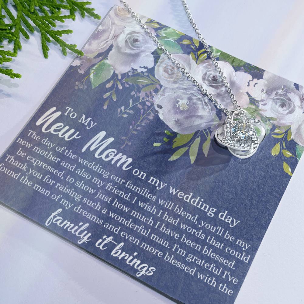 New Mom Necklace - To My New Mom Love Knot Necklace Gift From Daughter, My Wedding Day Necklace Gift For Mom, Wedding Mom Gift Necklace From Daughter, New Mom On My Wedding Day Gift Necklace For Mom Love Knot Necklace 6323