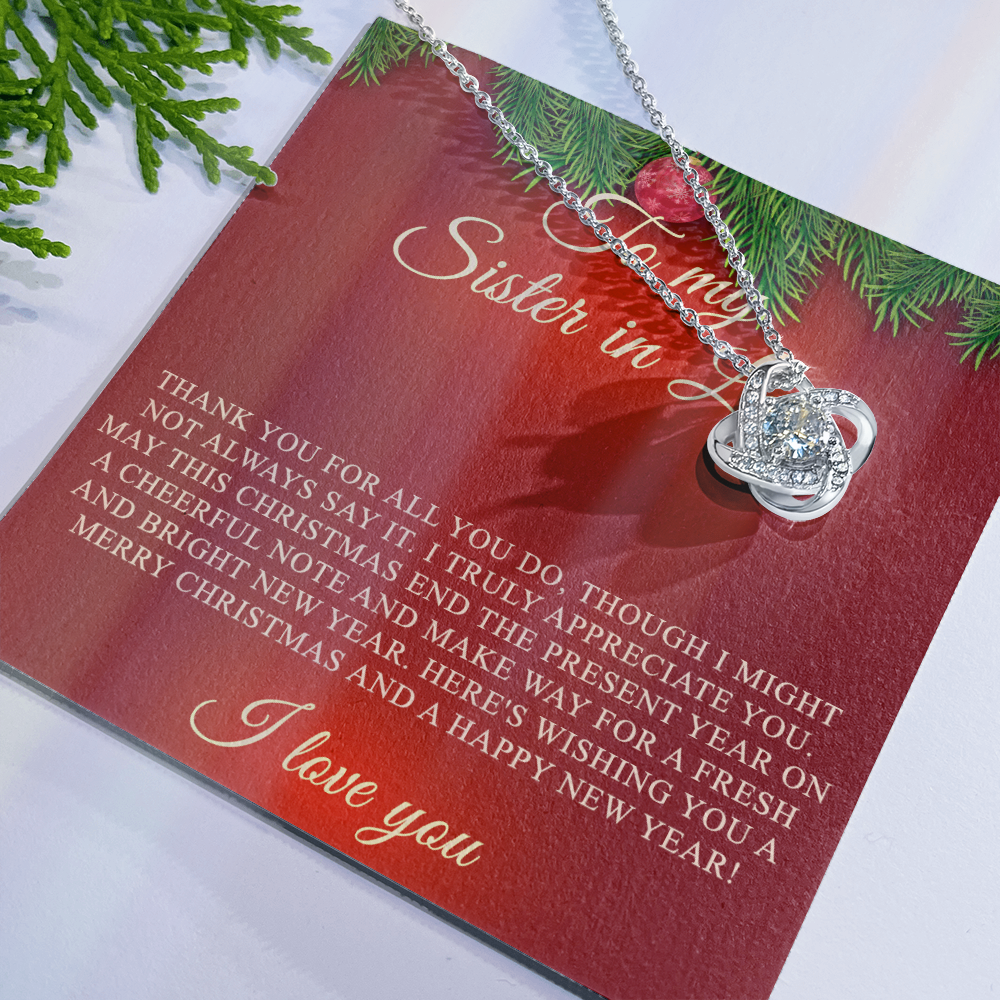 To My Sister-in-Law Love Knot Necklace From Sister, I Love You Sister Gift Necklace, Sister-in-Law Gift Pendant, Love Knot Jewelry Gift For Girls Sister In Law From Brother And Unbiological Sister