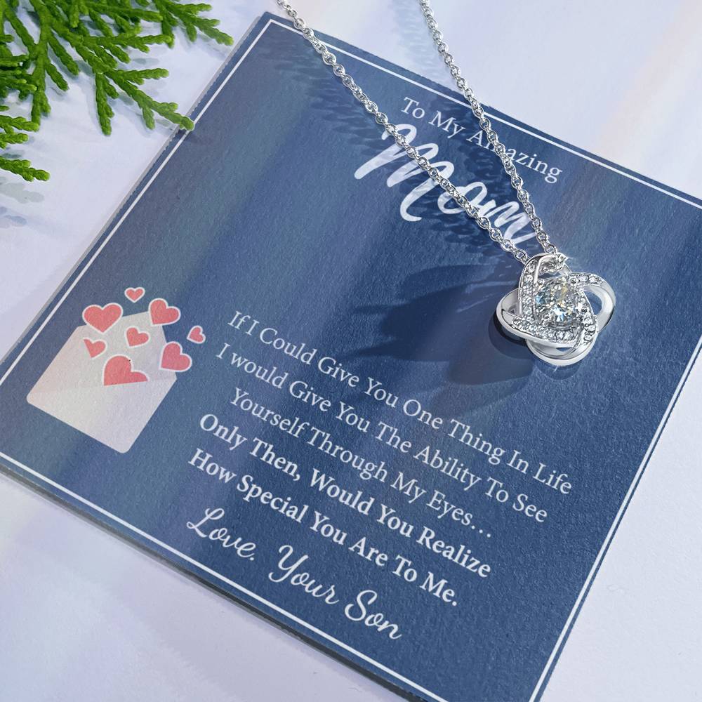 Mom And Son Necklace, To My Amazing Mom Necklace From Son, Necklace Gift On Birthday Gift Anniversary Mother's Day Necklace Gift For Mom Love Knot Necklace From Son, Jewelry Gift For Women, Mother Love Knot Necklace 6323