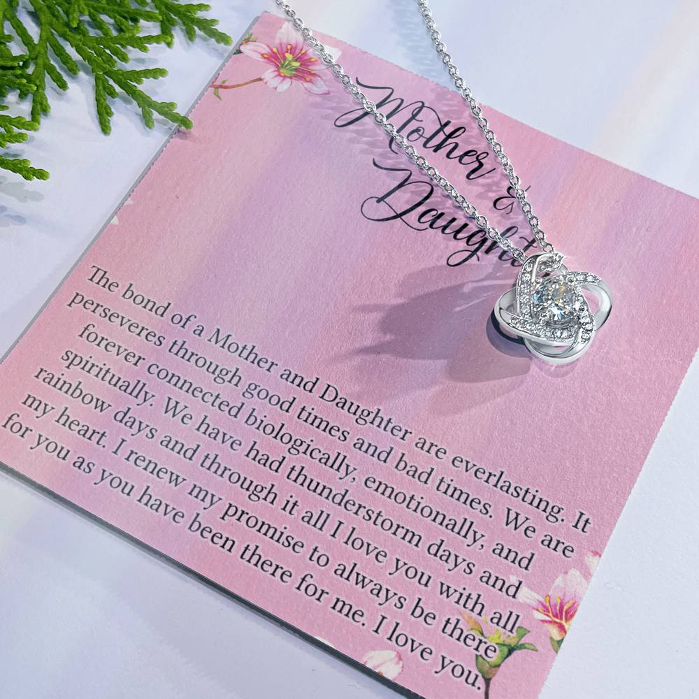 Mother And Daughter Gift Necklace - To My Mother Love Knot Necklace Gift From Daughter, The Bond Of A Mother And Daughter Love Knot Pendant Gift For Mom, Jewelry Gift For Women, Bonus Mother Gift Love Knot Necklace 6323