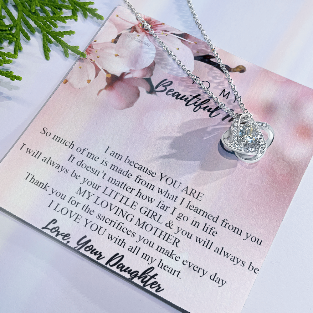 To My Mom Necklace From Daughter, Mother's Day Jewelry For Mom, Mother, Mother In law, Loving Mother Gift Necklace, Unique Moms Gift Ideas, Beautiful Mom Gift Love Knot Necklace On Mothers Day