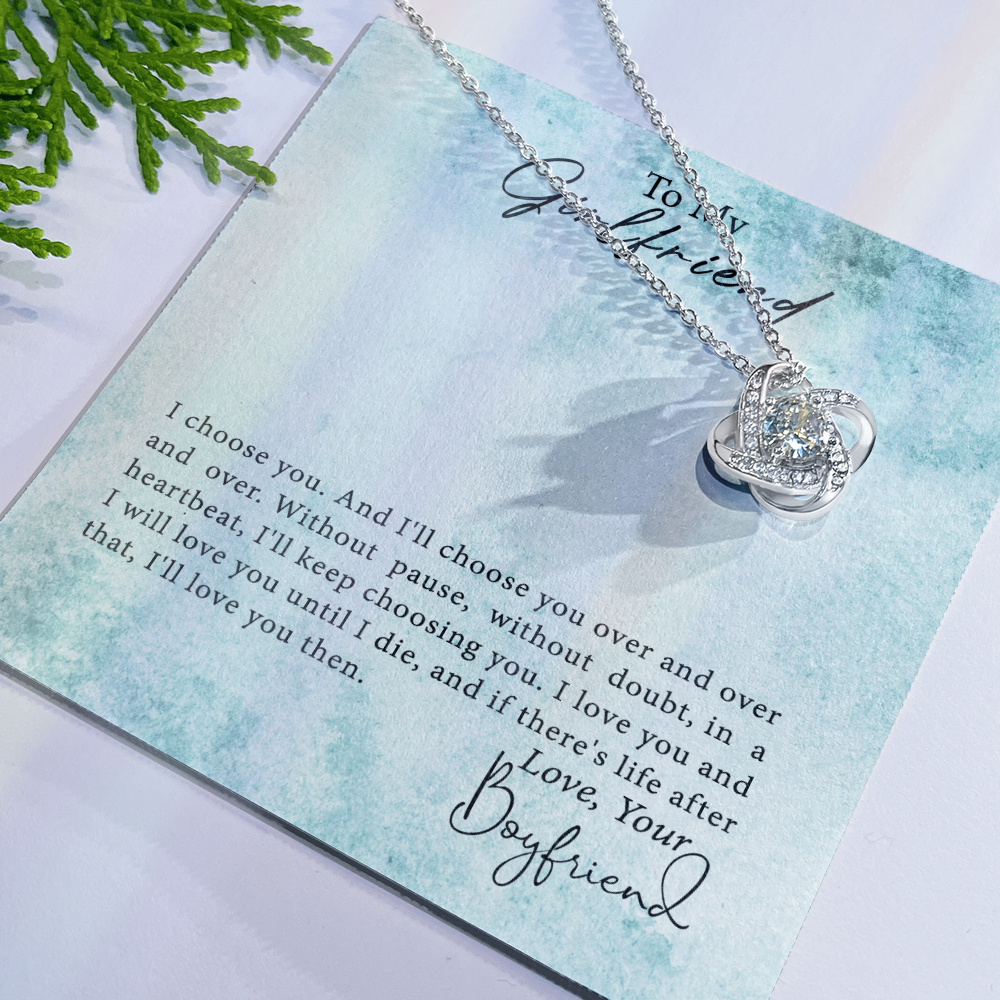 To My Girlfriend Necklace From Boyfriend, Husband, Gift Necklace For Girlfriend I Love You Then - Love Knot Pendant Gift For Girlfriend, Soulmate Necklace To Girlfriend Jewelry Gift For Girls