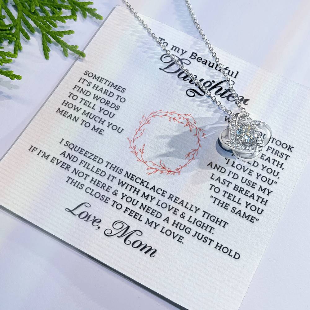 To My Beautiful Daughter Necklace from Mom, Mother and Daughter Gift Necklace, Gift for Daughter, Necklace for Daughter, Jewelry Gift For Girls, Little Girl, Sometimes It's Hard Gift Necklace