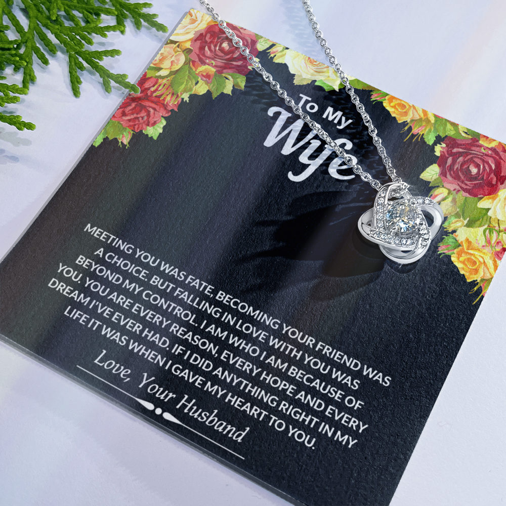 To My Wife Gift Necklace From Husband, Necklace Gift For Wife, Soulmate Gift Necklace Girlfriend, Husband To Wife Love Knot Pendant, Jewelry Gift For Women, Woman Necklace Gift My Heart To You