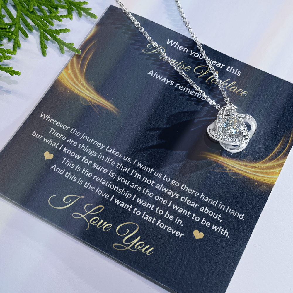 Promise Gift Necklace From Men, Jewelry Gift for Girls, Girlfriend - Promise Love Knot Necklace Gift for Women On Valentines Day, Anniversary, Long Distance Relationship Gifts Love Knot Pendant