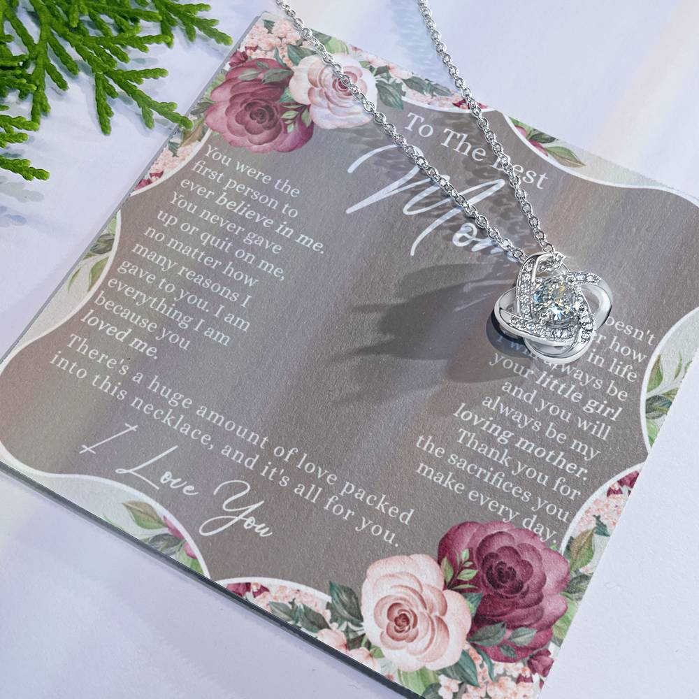 Mom Gift Necklace, To The Best Mom Love Knot Necklace Gift From Daughter, Mother And Daughter Gift Necklace Personalized Gift Necklace For Mom, Mother Thank You Love Knot Necklace Gift For Women Love Knot Necklace 6323