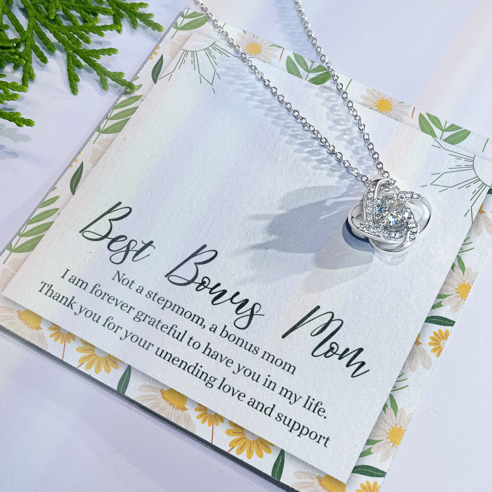 Gifts Necklace For Best Bonus Mom, To My Bonus Mom Necklace From Bonus Daughter, Bonus Mother Gift Necklace On Mother's Day, Birthday Gift Anniversary Jewelry For Women, Bonus Mom Gift Necklace