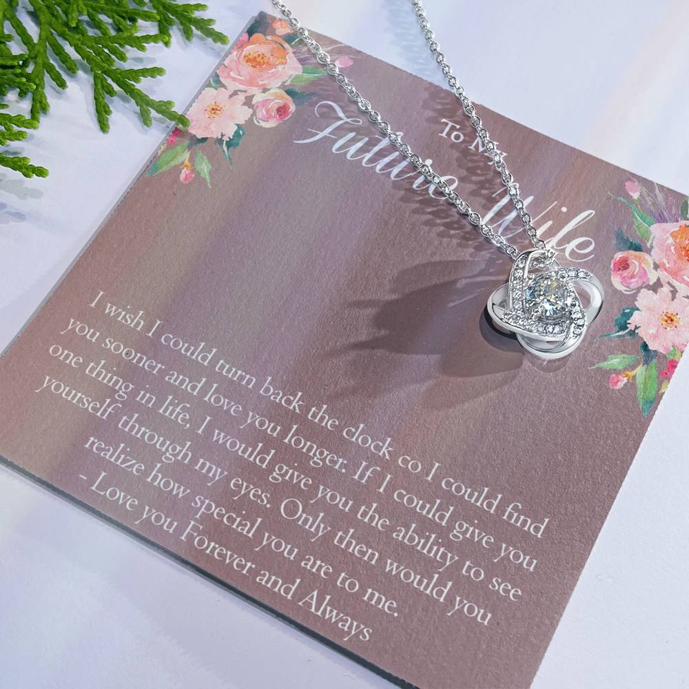 To My Future Wife Necklace From Future Husband, Personalized Gift Necklace for Future Wife, Girlfriend Pendant Jewelry for Fiance Romantic Gifts Necklace For Her, Love Knot Necklace Gift For Wife