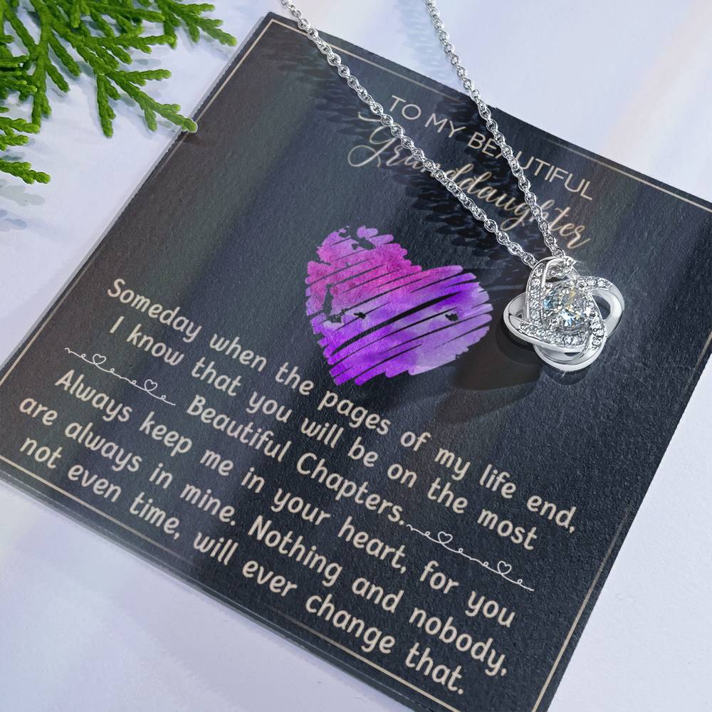 Granddaughter And Grandma Necklace, Gift Necklace For Granddauhter - To My Beautiful Granddaughter Necklace From Grandma, Love Knot Necklace For Granddaughter, Beautiful Granddaughter Necklace