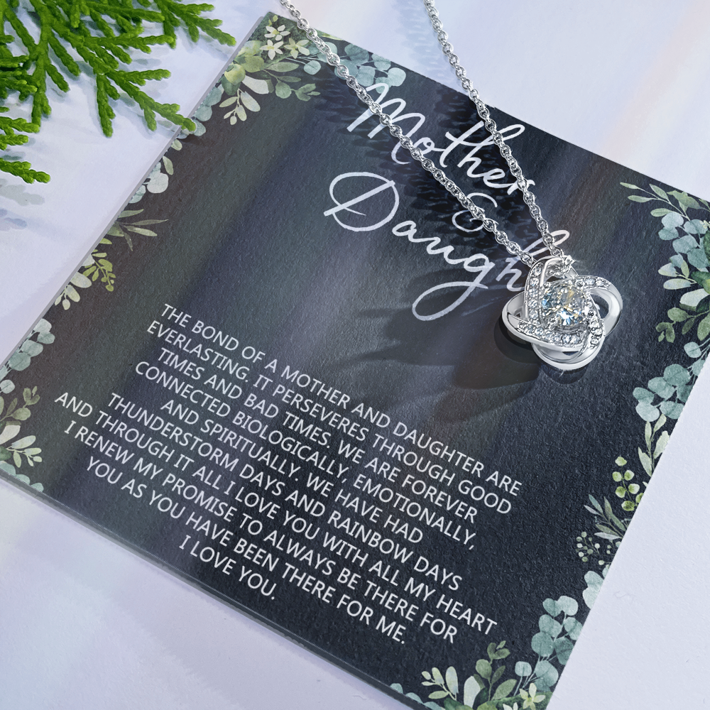 Mother And Daughter Necklace, Mothers day Necklace Gift For Mother, To My Mother Love Knot Necklace Gift From Daughter To Mom Jewelry Gift For Women Bonus Mom Boyfriend's Mom Gift Necklace