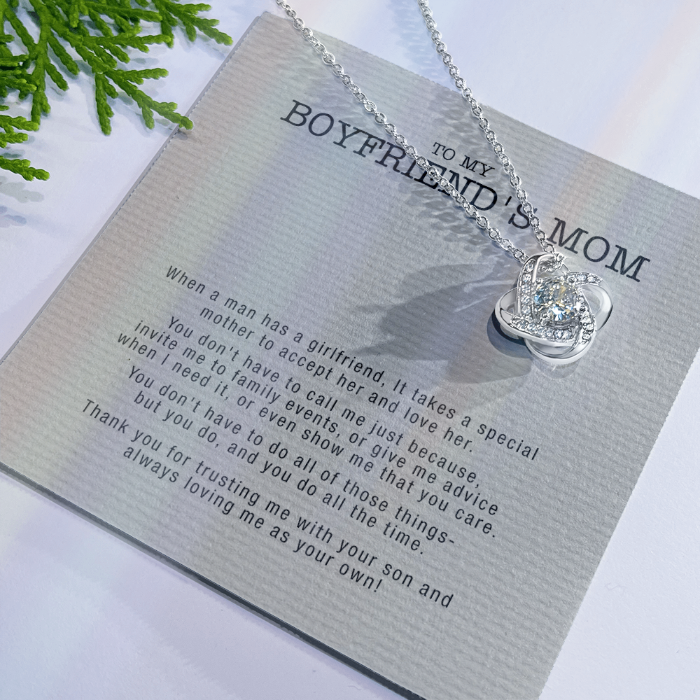 Gifts for Boyfriend's Mom Necklace, To My Boyfriends Mom Necklace, Boyfriend's Mom Gifts, Gifts For My Boyfriends Mom Love Knot Necklace From Man, Boyfriends Mom Christmas Necklace Mother's Day