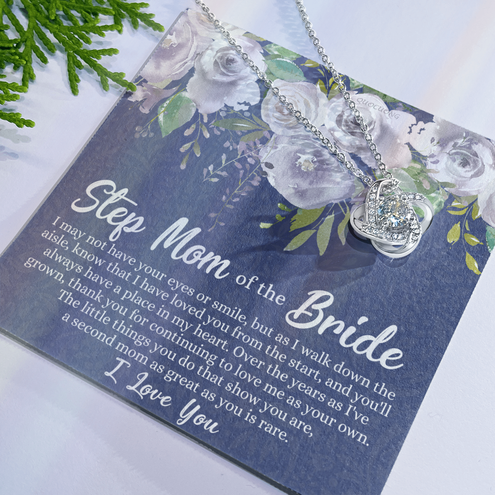 Mom Of The Bride Gift Necklace, To My Step Mom Love Knot Necklace From Daughter, Step Mom Gift Necklace - Second Mom Gift Necklace, Jewelry Gift For Women, Daughter To Step Mom Of The Bride Necklace