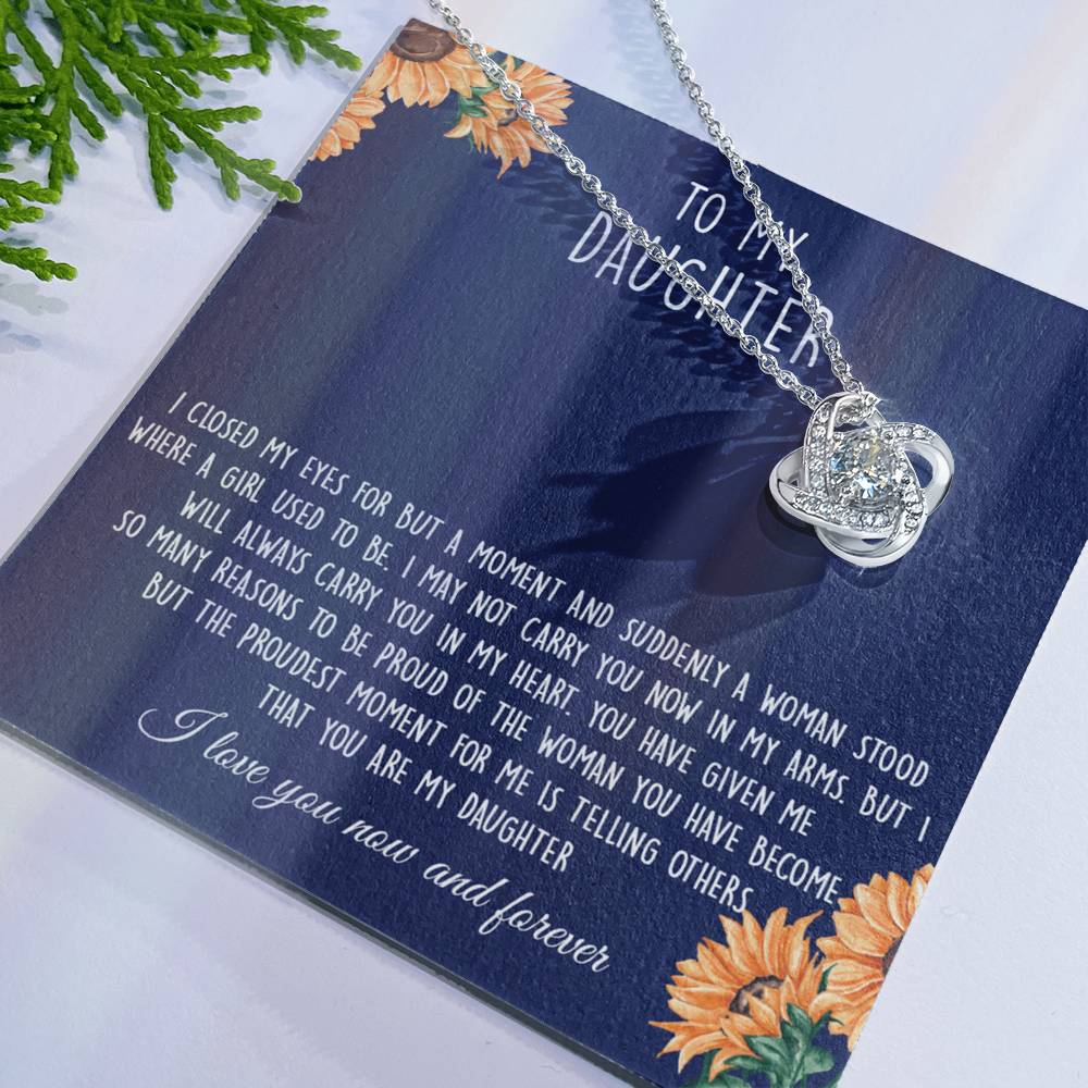Gift Necklace For Daughter, To My Daughter Love Knot Necklace From Mom - I Love You Now And Forever Necklaces For Daughter From Mom And Dad Daughter Necklace,vSuddenly A Woman Jewelry Gift For Girls
