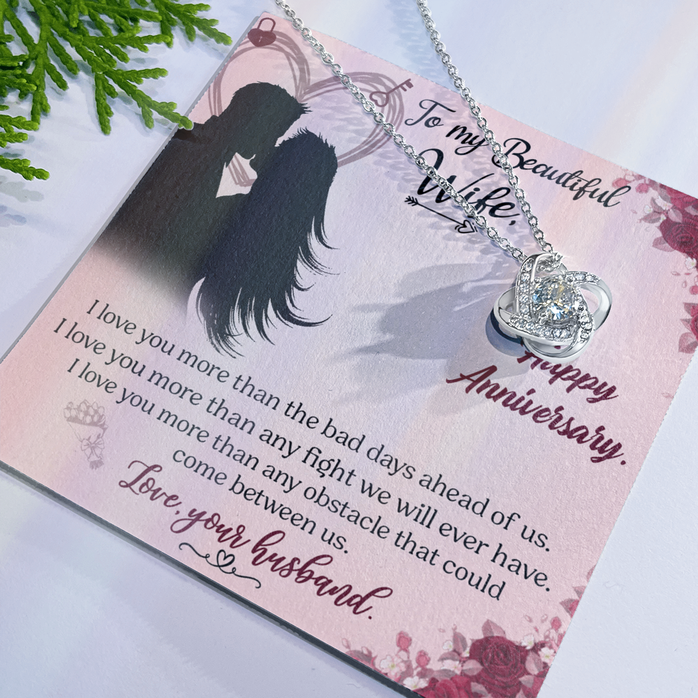To My Beautiful Wife Necklace From Husband Valentines Day Necklace Gift For Wife Soulmate Gift Necklace Personalized Gift Jewelry For Women, Romantic Gift Necklace, Happy Anniversary Necklace