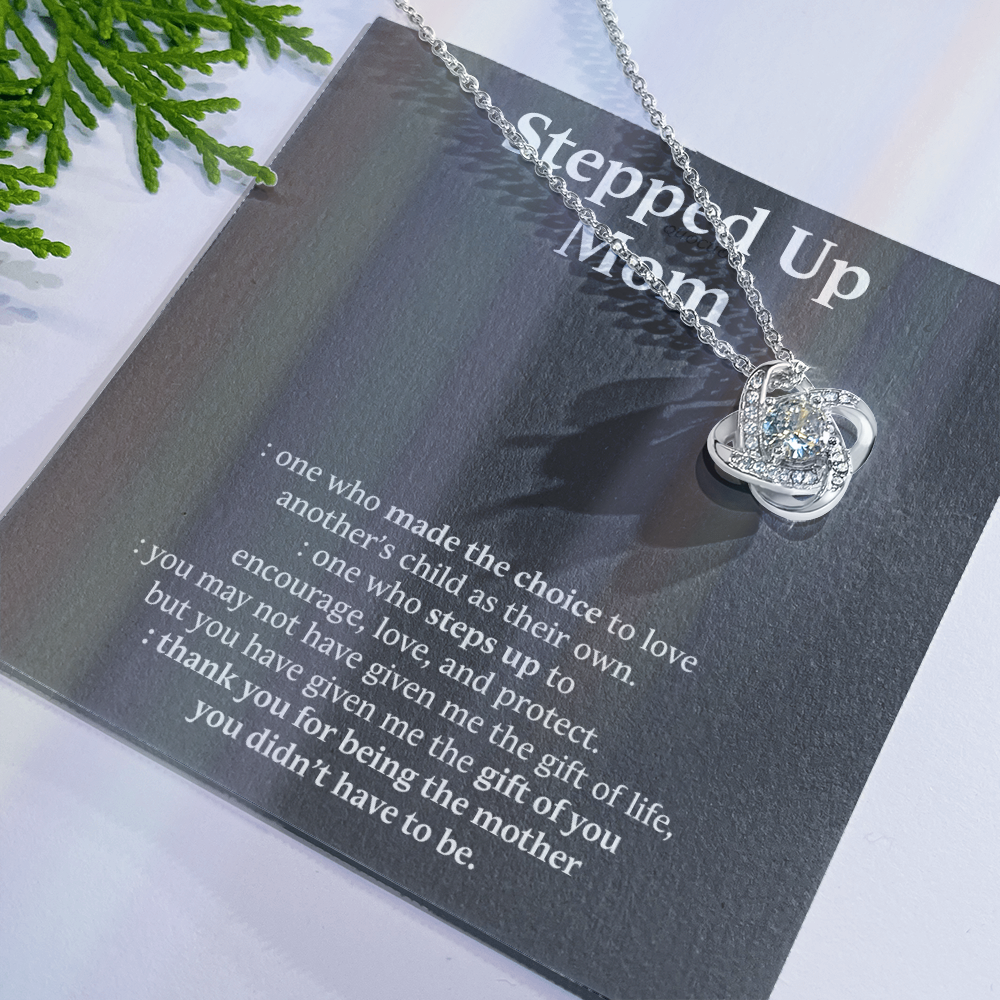 Inspirational StepMom Gifts Stepped Up Mom Necklace Birthday Gift for Bonus Mom