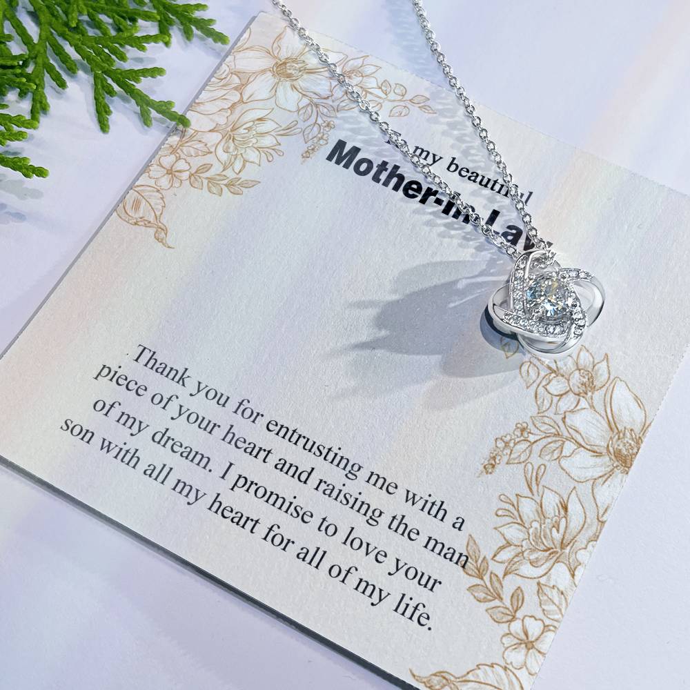 Mother In Law Necklace, Mothers Day Gifts Pendant, Birthday Gift For Mother In Law Love Knot Necklace 6323