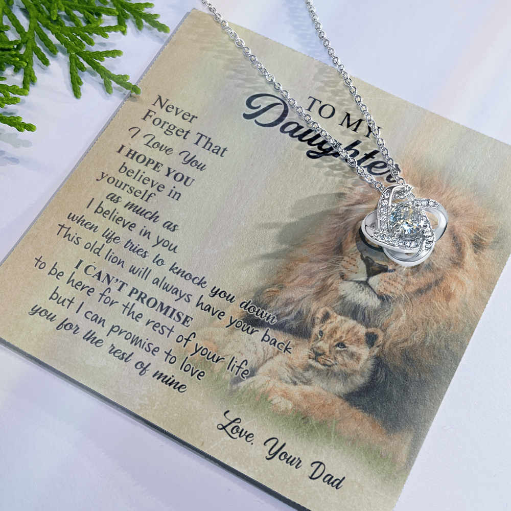 To My Daughter Gift Necklace from Dad Old Lion Your Back Believe Rest of Mine Personalized Gift Necklace Chain Gift on Birthday Graduation Gift Jewelry Gift For Girls, Little Girl Necklace