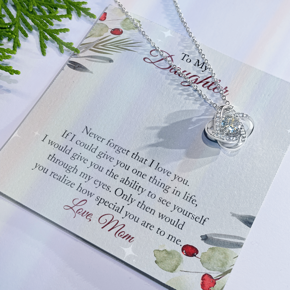 To My Daughter Necklace From Mom, Christmas Necklace with Message Card and Gift Box For Daughter, Mother And Daughter Necklace Gift On Birthday Wedding Graduation Gift Never Forget Necklace