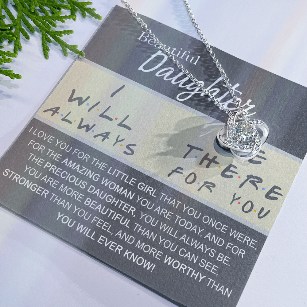 Daughter Gift Necklace Message Card Jewelry - Getting Card For Daughter, Custom Card For Little Girl, To My Beautiful Daughter Love Knot Necklace Gift From Mom - Mother And Daughter Gift Jewelry