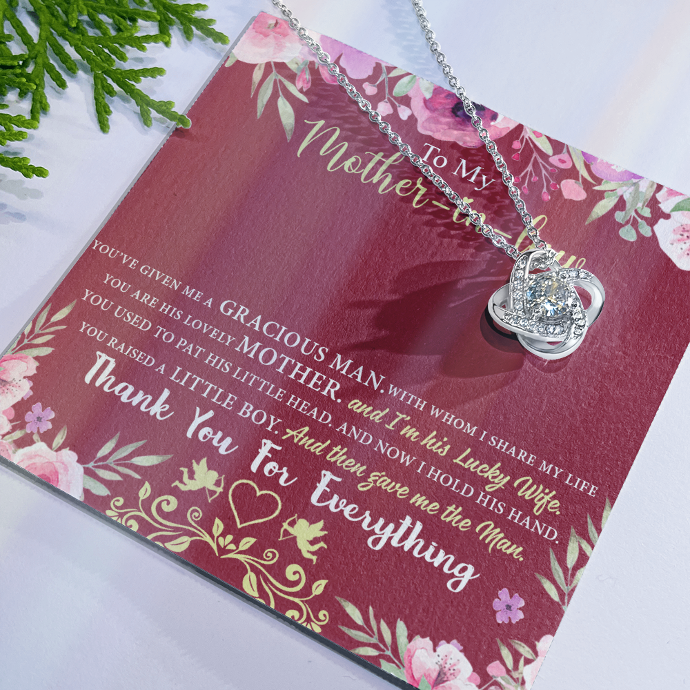 Gift For Mother In Law Necklace, To My Mother In Law Gift Necklace, Mom Love Knot Necklace, Gift To Mother In Law Necklace For Beautiful Mom Jewelry, Mother In Law Beautiful Mom Jewelry For Women