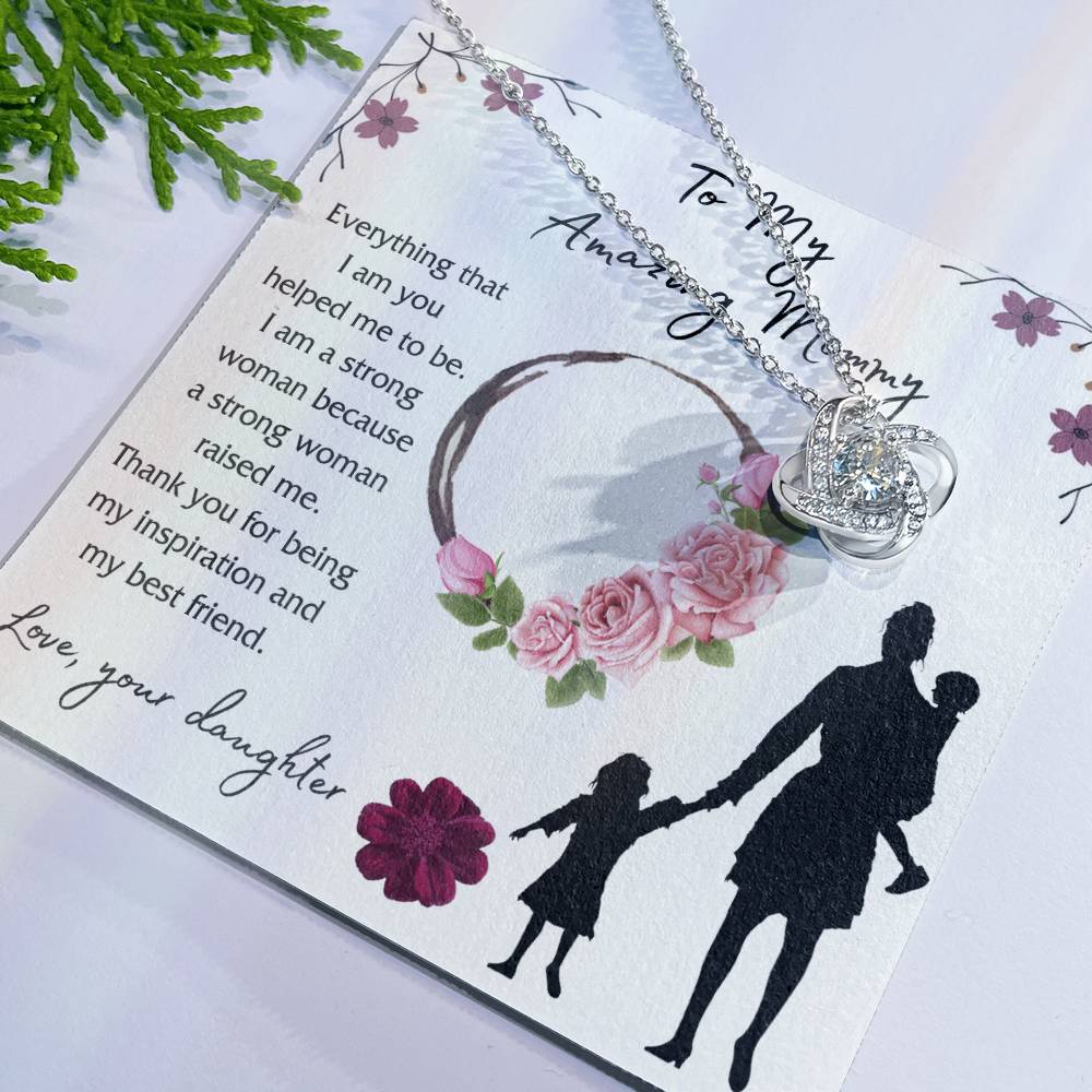 Mom And Daughter Gift Necklace, To My Amazing Mom Necklace From Daughter, Necklace Gift For Mom On Birthday Gift Anniversary Mother's Day Necklace Gift Mom Love Knot Necklace Jewelry Gift For Women