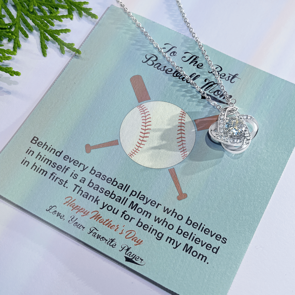 Baseball Mom Gift Necklace, To the Best Baseball Mom Necklace From Daughter, Favorite Player Necklace Gift For Mom, Baseball Mom Love Knot Necklace Jewelry Gift For Women, To The Best Mom Necklace