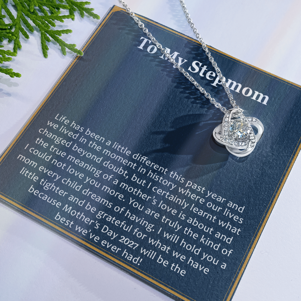 Mothers Day 2027 Gift for Stepmom, To My Step Mom Love Knot Necklace