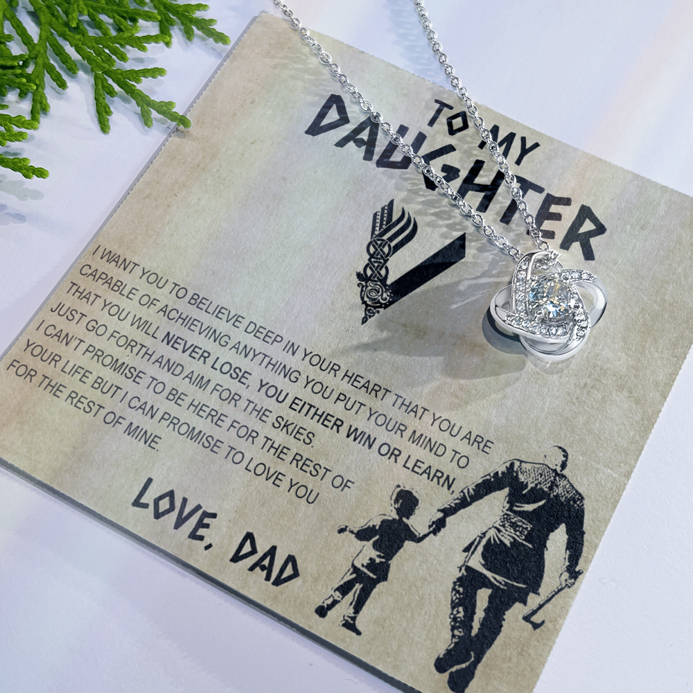Father To Daughter Gifts Necklace From Dad, Father Daughter Viking Necklace, To My Daughter Necklace From Daddy On Graduation Gift, Birthday, Anniversary, Christmas For Badass Beautiful Girls