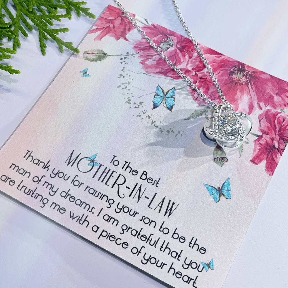 To The Best Mother In Law Necklace, Mother In Law Gifts, Mothers Day Gifts Necklace Love Knot Necklace 6323