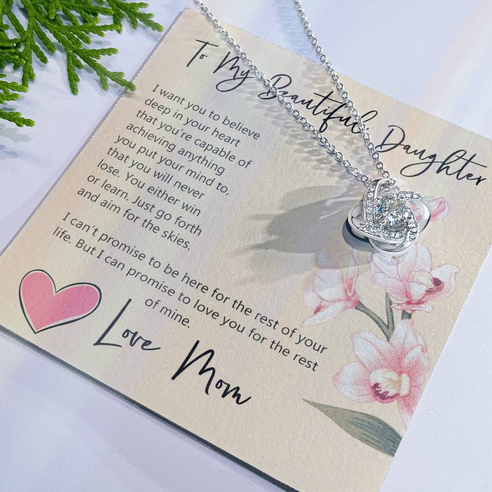 Daughter Gift Necklace, To My Beautiful Daughter Necklace From Mom, Mother, Necklace Jewelry For Daughter, Mother And Daughter Necklace Pendant Gift On Christmas, Anniversary Graduation Gift