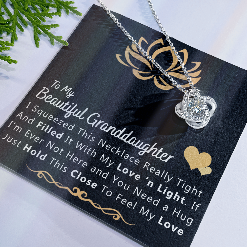 To My Beautiful Granddaughter Necklace From Grandma And Grandpa, To Granddaughter Love Knot Necklace, Gift Pendant For Granddaughtr, I Squeezed This Necklace Gift For Girls On Birthday, Anniversary