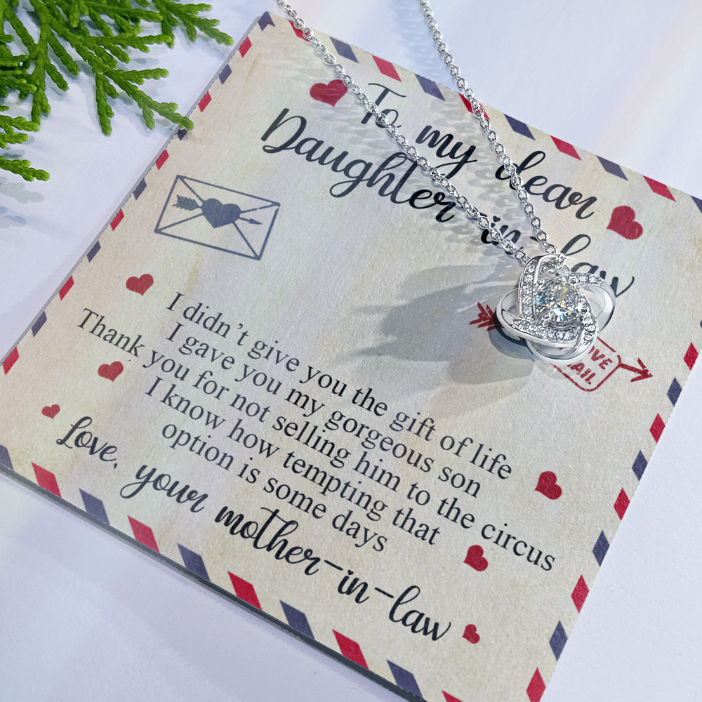 To My Dear Daughter-in-Law Gift Necklace From Mother In Law, Luxe Love Knot Necklace Gift Set, Necklaces For Girls, Little Girl Daughter In Law Gifts Necklace, Jewelry Gifts For Women Gifts