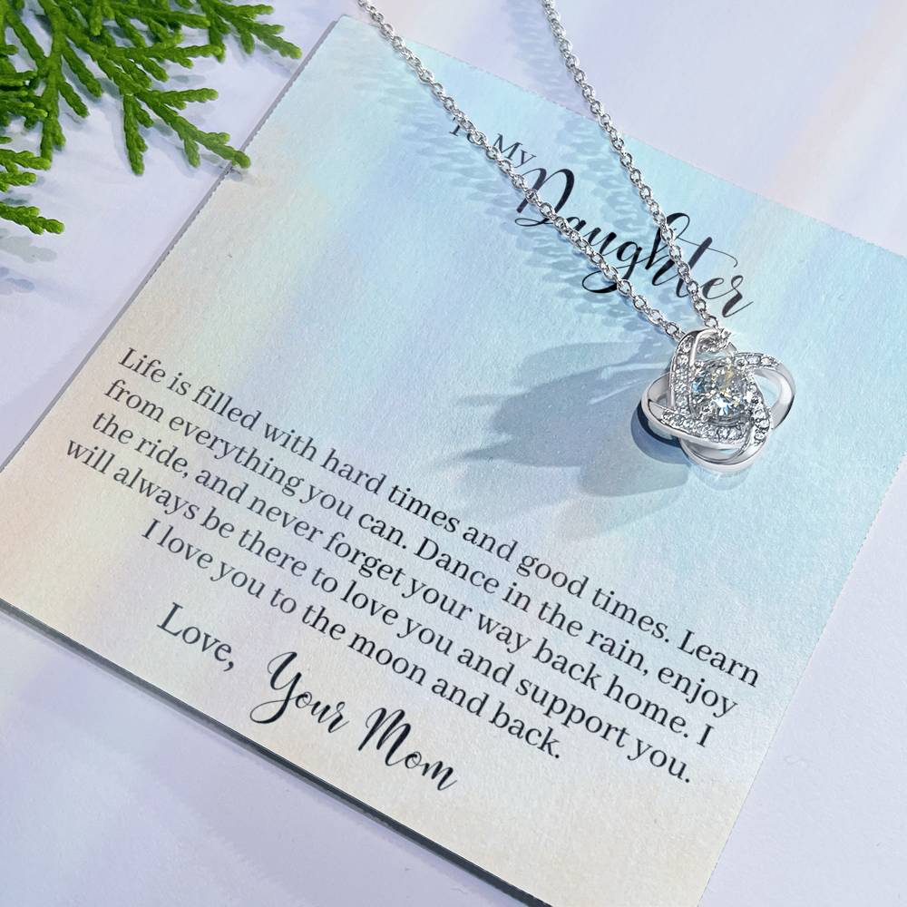 To My Daughter Love Knot Necklace From Mom, Happy Graduation Gift Necklace, Mother And Daughter Love Knot Necklace, Daughter Gift Necklace From Mommy Mother To Daughter Jewelry Gift For Girls