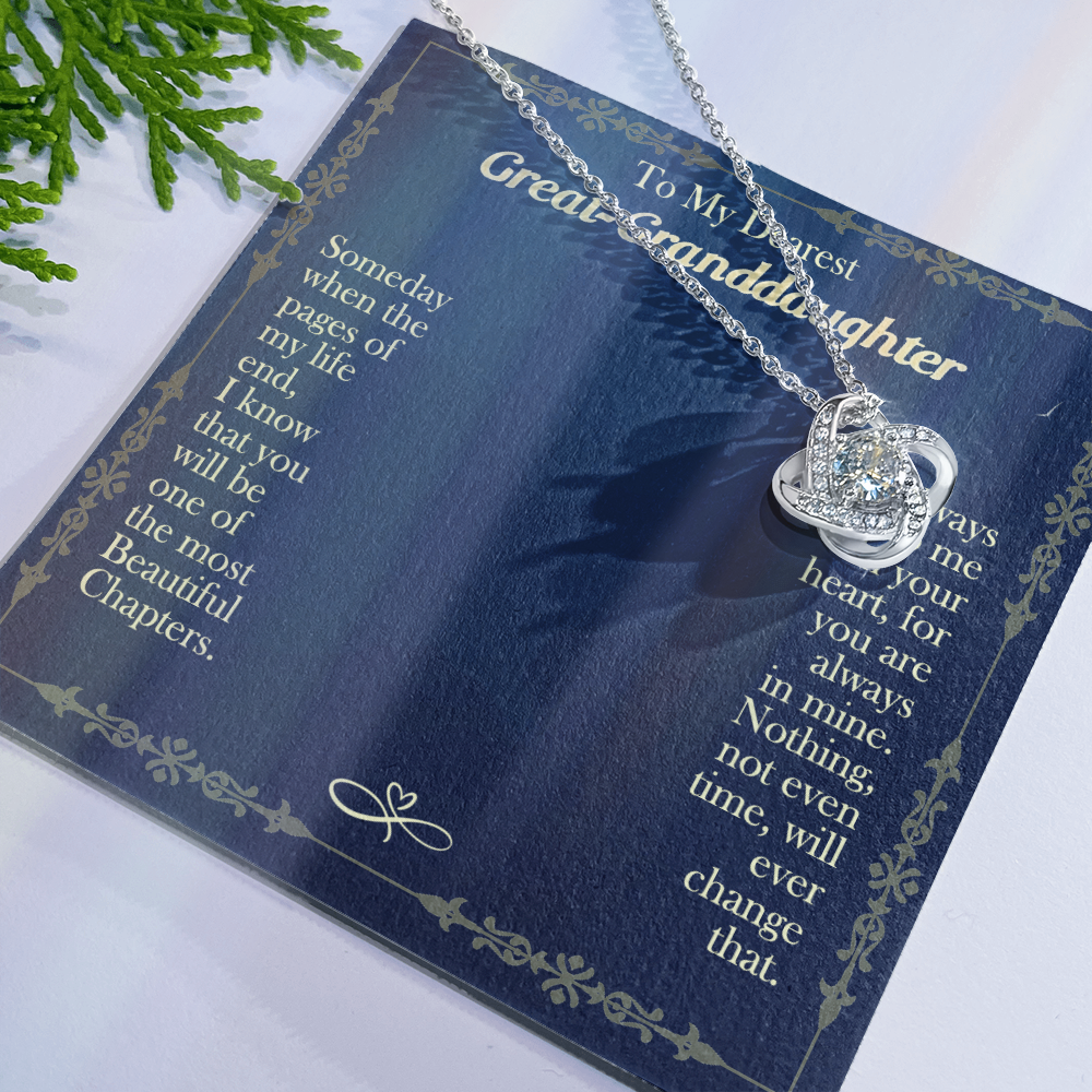 Granddaughter Gifts Necklacce from Grandma - To My Dearest Great Granddaughter Love Knot Necklace from Grandma Jewelry Gift for Girls, Granddaughter Pendant Necklaces gifts Birthday Graduation Gift
