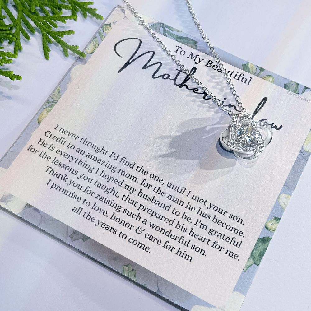 Mother In Law Gift Necklace, To My Beautiful Mother In Law Love Knot Necklace Gift From Daughter In Law, Mother And Daughter Gift Necklace Pendant, The Love Knot Necklace Gift For Mom Pendant
