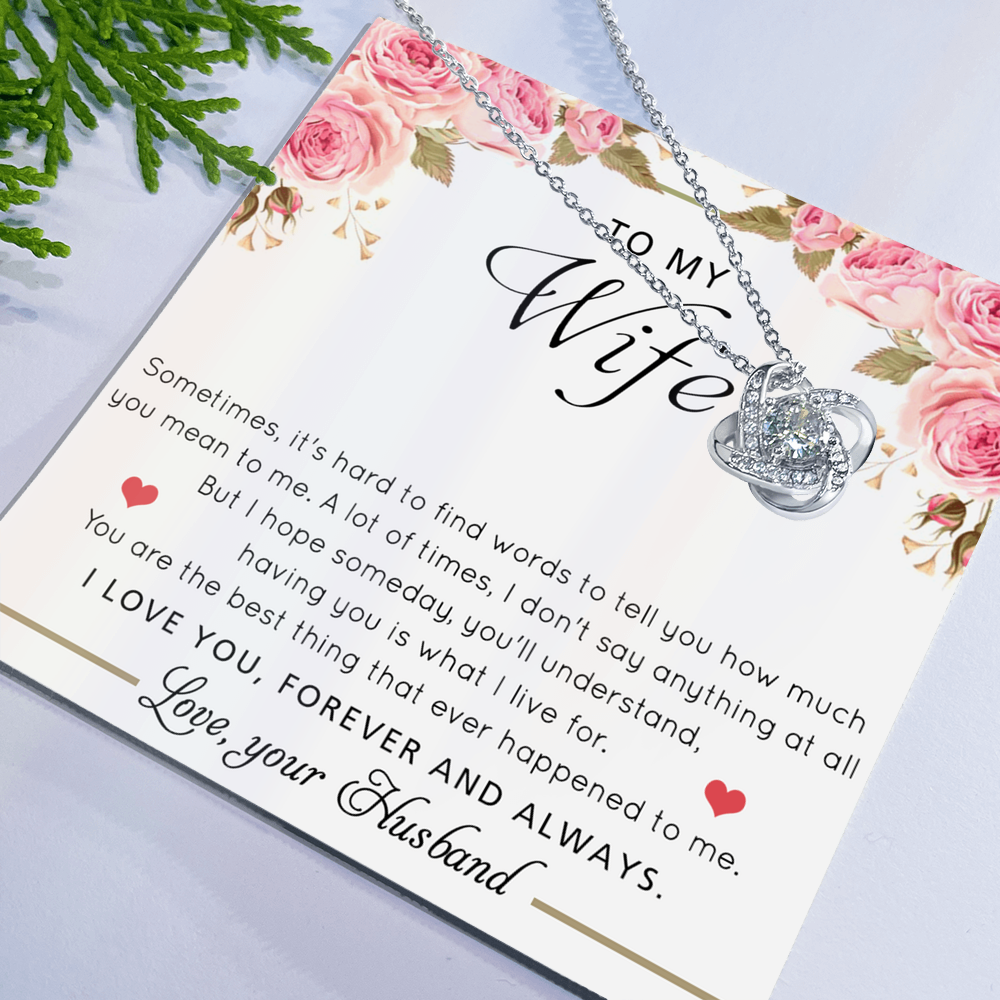 Gift Necklace For Wife, To My Wife Love Knot Necklace From Husband, Valentines Day Necklace Gift For Wife, Soulmate Gift Necklace Personalized Gift Jewelry Custom Romantic Gift Necklace For Wife